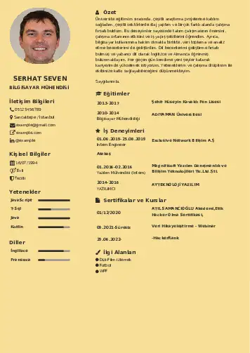 Bilgisayar Mühendisi CV Örnekleri cv indir